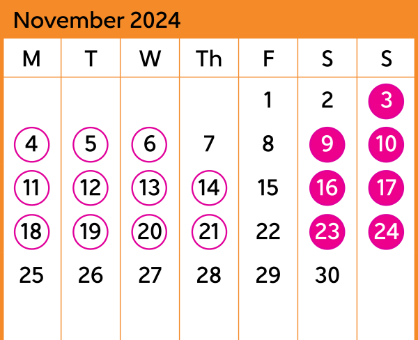 HVL November Calendar