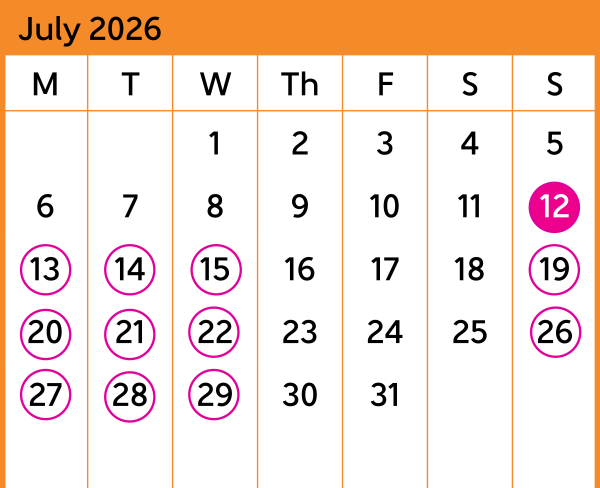 HVL July Calendar