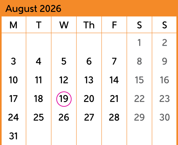 MEL Calendar Aug