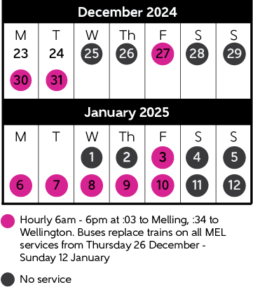 MEL summer timetable