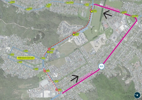 image shows detour and closed stops