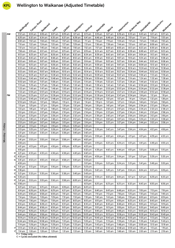 Kāpiti Line Adjusted Timetable » Metlink